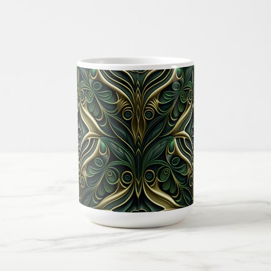 MUG MAGIQUE ORNATE DARK GREEN & GOLD ART DECO MOTIF (Centre)