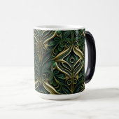 MUG MAGIQUE ORNATE DARK GREEN & GOLD ART DECO MOTIF (Devant droit)