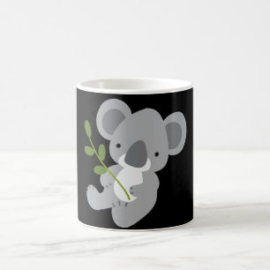 Mug Magique Ours Koala gris mignon avec feuille verte