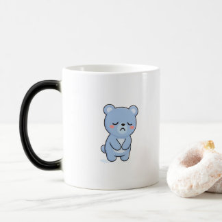 Mug Magique Ours triste style Kawaii minimaliste