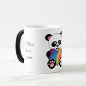 Mug Magique Panda Aquarelle Cute Avec Coeur Arc En Ciel (Devant gauche)