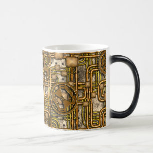Mug Magique Panneau de Steampunk - vitesses et tuyaux - laiton