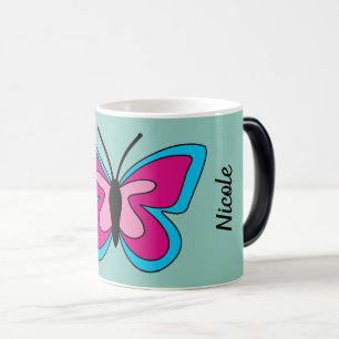 Mug Magique Papillon bleu magenta rose   Ajouter du texte
