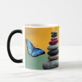 Mug Magique Papillon bleu Morpho Monogramme Lettre de nom (Gauche)