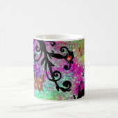 MUG MAGIQUE PAPILLON PURPLE SPARKLES, MONOGRAMME FLEURALE NOIR (Centre)