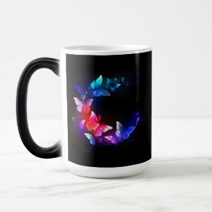 Mug Magique Papillons de nuit Neon brillants sur arrière - pla