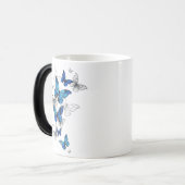 Mug Magique Papillons volants bleus Morpho (Devant gauche)