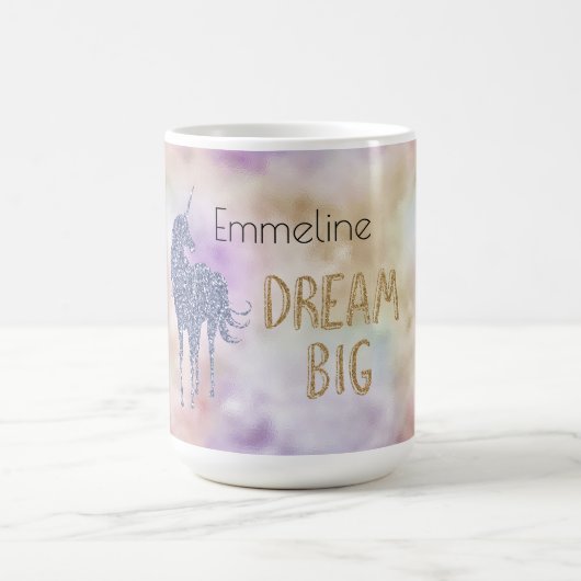 Mug Magique Parties scintillant d'or Dream Big Unicorn Personn (Centre)