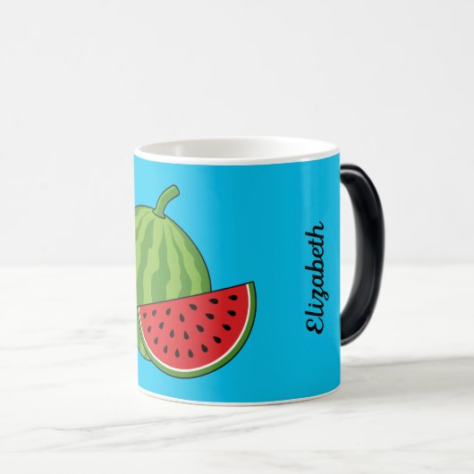 Mug Magique Pastèque et tranche | Ajouter Votre Nom (Devant droit)
