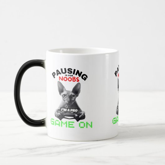 Mug Magique Pause jeu vidéo Sphynx Cat Noobs Joueur Funny (Gauche)