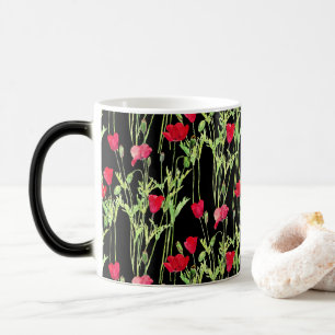Mug Magique Pavot rouge prairie estivale, fleurs sauvages