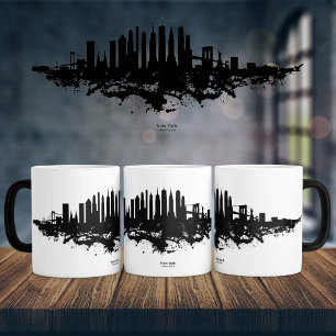 Mug Magique Paysage de New York à l'aquarelle Noir et Blanc