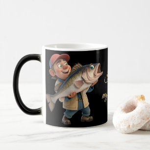 Mug Magique Pêcheur gentil/heureux avec un gros poisson