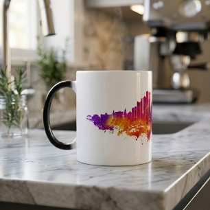Mug Magique Peinture aquarelle de la skyline de Chicago sur fo