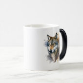 Mug Magique Peinture aquarelle Wolf (Devant droit)