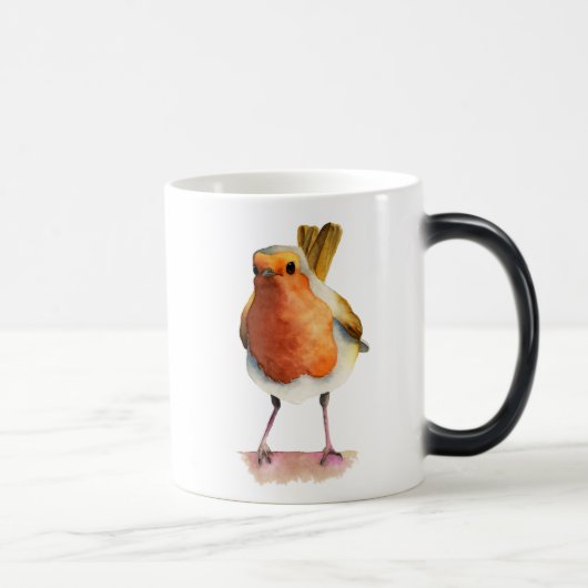Mug Magique Peinture d'aquarelle d'oiseau de Robin (Droite)