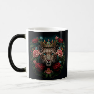 Mug Magique Peinture de Jaguar avec Couronne de Fleurs