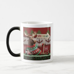 Mug Magique Père Noël laid Renne. Vin de cette façon