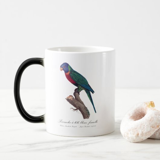 Mug Magique Perruche a tete bleue, femelle / Rainbow lorikeet, (Avec donut)