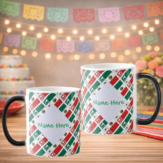Mug Magique Personalized Mexico Flag Tiled