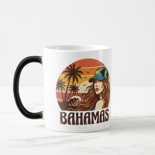 Mug Magique Personalized Photo Retro Bahamas Tropical Beach (Gauche)