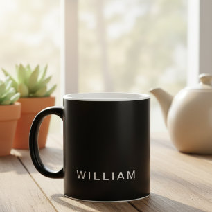 Mug Magique Personnalisé Noir & Monogramme avec Personnalisati