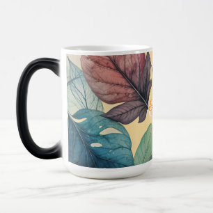 Mug Magique Personnaliser Initial & Nom Feuilles d'automne tas