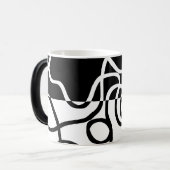 Mug Magique Persuasion linéaire I : Abstrait noir et blanc (Devant gauche)