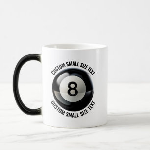 Mug Magique Petit texte et boule 8 de billard personnalisée de
