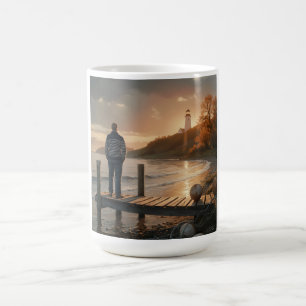 Mug Magique Phare de Dock de Rivage d'Automne Sérénité d'Autom