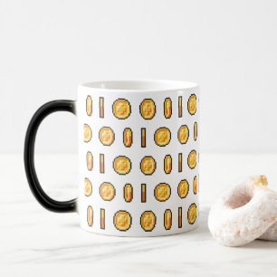 Mug Magique Pièce d'or de jeu vidéo en style pixel 8 bits