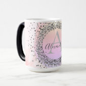 Mug Magique Pink Pastel Silver Spectacles Glitterie personnali (Devant gauche)