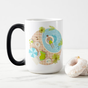 Mug Magique Piscine mec sur la plage tropicale estivale vacanc