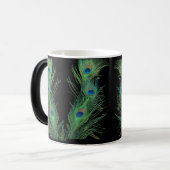 Mug Magique Plumes vertes avec le noir (Devant gauche)