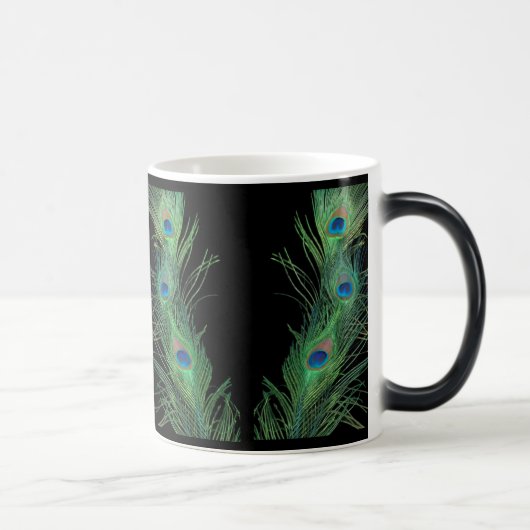 Mug Magique Plumes vertes avec le noir (Droite)
