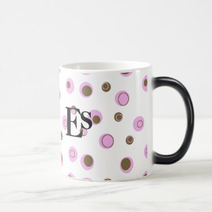 Mug Magique Pois Brown roses Monogrammes