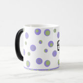 Mug Magique Pois vert violet Monogramme (Devant gauche)
