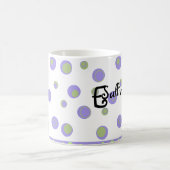 Mug Magique Pois vert violet Monogramme (Centre)