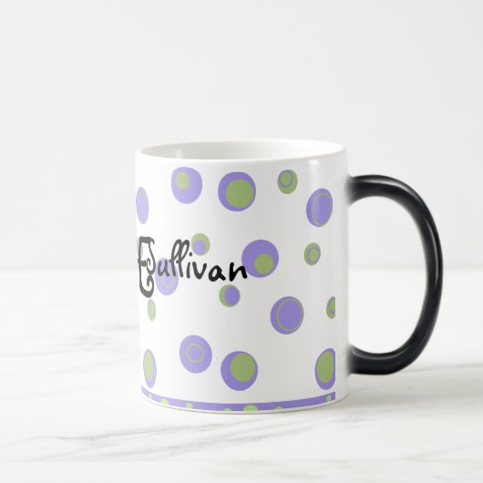 Mug Magique Pois vert violet Monogramme (Droite)