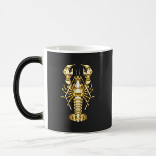 Mug Magique Poisson à langouste polygonale dorée sur noir