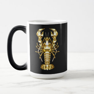 Mug Magique Poisson à langouste polygonale dorée sur noir