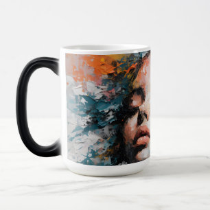 Mug Magique Portrait de femme floral abstrait de luxe sur toil