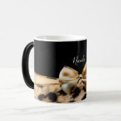 Mug Magique Poster de animal Cheetah Leopard Black & Gold Bow (Devant gauche)