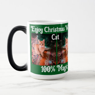 Mug Magique Profitez de Noël avec chat  Texte de photo personn