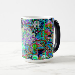 Mug Magique Purple psychédélique et fleurs de jardin vert citr