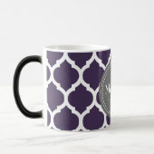 Mug Magique Quatrefoil violet et gris monogramme (Gauche)