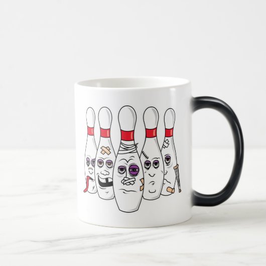 Mug Magique Quilles de bowling amochées drôles (Droite)