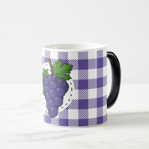 Mug Magique Raisins sur Plaid violet blanc