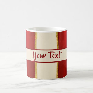 Mug Magique Rayure dorée rouge - Noël moderne