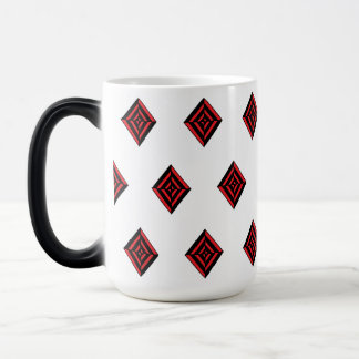 Mug Magique Red and Black Geometric Diamond Pattern Modern Tot